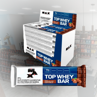Top Whey Bar - Caixa C/12 Unidades - Max Titanium Sabor Chocolate com avelã